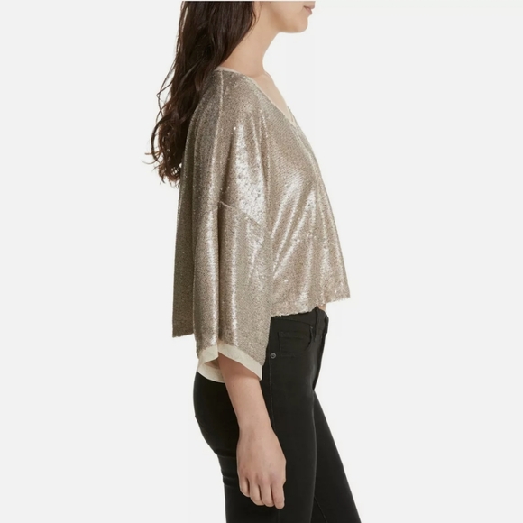 NWT Free People Champagne Sequins Top in Small - Picture 4 of 9